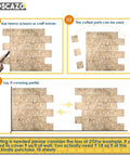 Instructions for cutting and arranging Peel And Stick Backsplash Tile 12x12 Real Stone Texture With Specular Reflective Finish.