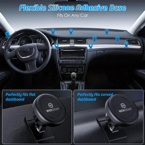 Magnetic Car Mount 2 Pack Universal Stick On Dashboard Phone Holder With Strong Magnets And Swift Snap Technology For Smartphones And Mini Tablets In Car Grip Great For Hands Free Use And Secure Mount installed on car dashboard