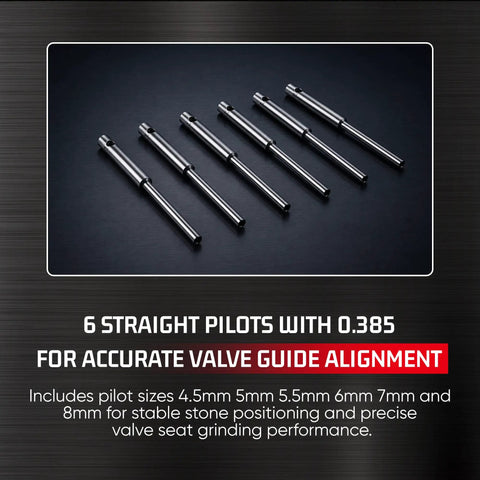 Six straight pilots from Valve Seat Grinder Stones Kit For Automotive Cylinder Heads Sioux Style Combo With 12 Grinding Stones 6 Pilots