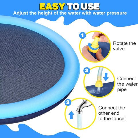 Instructions for setting up Extra Large 67 Inch Non Slip Splash Pad With Sprinkler Kid And Pet Friendly Thickened Epic Backyard Water Toy