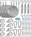 84 Piece Sun Shade Sail Hardware Kit with Cable and Wire Rope, Stainless 304 Grade, Rust Resistant, for Outdoor DIY