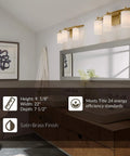 Alturas Three Light Vanity Fixture For Wall And Bath In Satin Brass Sleek 22 Inch Wide shown in modern bathroom setting.