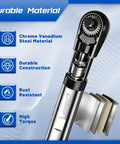 Close-up of Half Inch Impact Offset Extension Wrench For Tight Spaces Go To Heavy Duty Drill Adapter Extender highlighting durable chrome vanadium steel material.