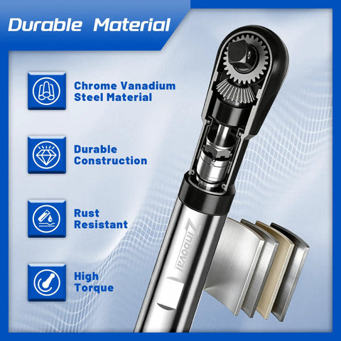 Close-up of Half Inch Impact Offset Extension Wrench For Tight Spaces Go To Heavy Duty Drill Adapter Extender highlighting durable chrome vanadium steel material.