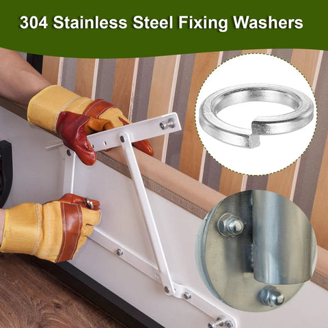 M10 Split Lock Washers Kit, 304 Stainless Steel Spring Lock Washers 30 Pack, Rust Resistant For Screws And Bolts, Automotive Machinery DIY Projects, Keeps Fasteners Tight, Silver Finish used on furniture hinge