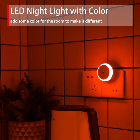 Red Plug In Night Light With Sensor, Diffused Red LED For A Cozy Soft Steady Glow, Energy Efficient Wall Light For Bedroom, Bathroom, Kitchen, Hallway, Kids Room, And Stairs, 2 Pack