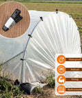 Image showing 2-Inch Heavy-Duty Metal Spring Clamps Set With Non-Slip Rubber Tips securing a plastic cover on a garden hoop.