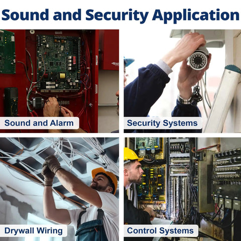 Sound and security application using Twenty-Two Gauge Shielded Two Conductor Copper Wire For Home And Panel Installations.
