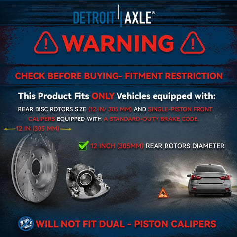 Warning sign for Rear Brake Kit For Dodge Grand Caravan Journey Town And Country VW Routan Ram CV With 12 Inch Rear Rotors