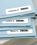 No Sweat Direct Thermal Label Printer With Zero Ink Hassles Engineered For Lightning Fast Shipping Labels on blue file folders.