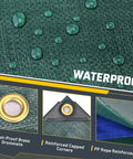 16 Mil Heavy Duty Waterproof Tarp With Metal Grommets, Reversible Dark Green And Blue Poly Tarp, 10x12 Ft Outdoor Shelter