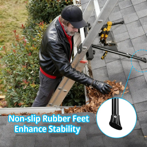 Rock Solid Heavy Duty Extension Ladder Stabilizer With Wide Legs Handles 300 Pounds And Keeps You Locked In On The Roof For Flawless Outdoor Projects And Dead Set Safe Climbing