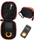 Built Like A Tank Compact Carrying Case For Apexforge Iring Laser Measurement Tool with mesh pouch and USB cable inside.