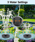 Sun Powered 3 Level Adjustable Water Height No Fuss Solar Fountain Pump Kit With Rotating Nozzles 7 Sprays in colorful bird bath