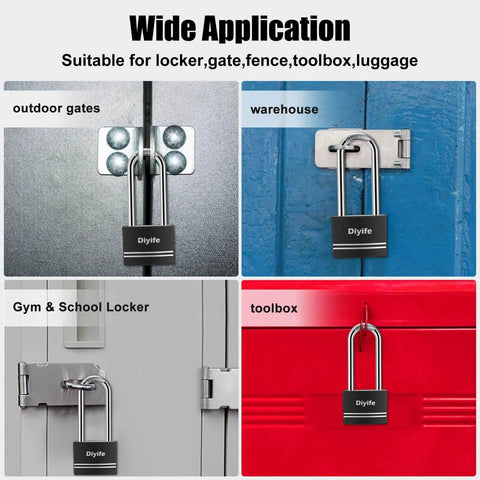 Aluminum Padlock With Key 2 Pack Waterproof And Rustproof Long Shackle Locks For Outdoor Use on various outdoor and indoor applications.