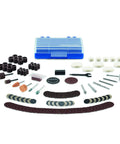 All Purpose Rotary Tool Accessory Kit With 130 Pieces For Cutting Carving Engraving Sanding Grinding Drilling Polishing And Cleaning Plus Handy Storage Case For DIYers And Hobbyists displayed