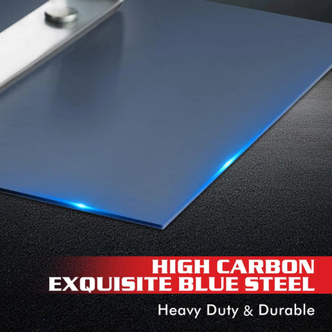 Pro Grade Blue Steel Concrete Edger 6x6 Inch with highlighted high carbon blue steel blade surface