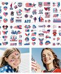 Patriotic Fourth Of July Temporary Tattoos Pack With 80 Vivid Designs Featuring American Flags Fireworks Eagles For Kids Ideal For Independence Day Parties Memorial Day Labor Day And USA Party Favors On 10 Sheets displayed with smiling kids
