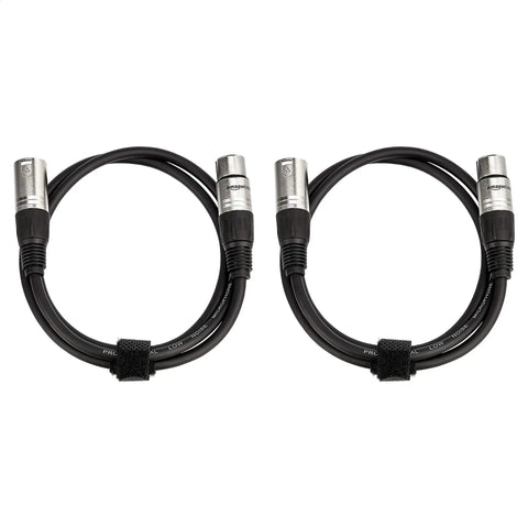 2 Pack XLR Microphone Cables For Recording Studio And PA Systems With 3 Foot Length Pro Grade Male To Female All Copper Conductors