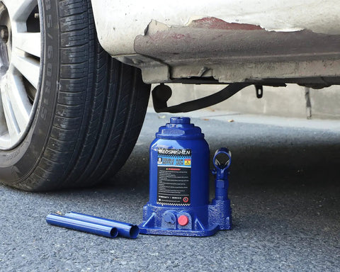 Double Ram Bottle Jack Hydraulic Welded 6 Ton Truck Jack With Three Stage Lift And Extension Screw Top under car wheel