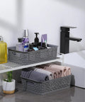 Durable Gray Plastic Storage Baskets 8 Pack With Ventilated Design For Easy Sorting In Closets Cabinets Shelves And Countertops