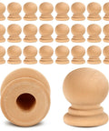 50 Pack Unfinished Wood Finials And Dowel Rod Caps With Classic Ball Shape For DIY Cabinet Hardware And Furniture Upgrades Natural wooden ball caps 0.75in h x 0.62in d.