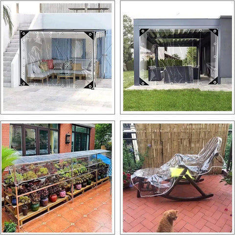 Heavy Duty Tarp With Grommets 3x6ft 14 Mil Waterproof PVC Vinyl Tarpaulin For Outdoor Use In The Garden Or Home covering patio furniture and plants.