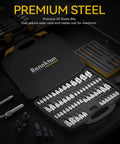 Torx Bit Socket Set And External Star Socket Set, 60-Piece, 1/4 3/8 1/2 Inch Drive in open black case displayed