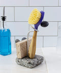 Heavy Granite Base Kitchen Sink Caddy With One Handed Grab And Go Quick Dry Sponge And Brush Holder Eco Friendly Handmade Granite And Aluminum Organizer Handcrafted In New Hampshire Made In USA Stable No Tip.