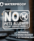 No Pets Allowed Sign For Business Set Of 3 Vinyl Decals 6x4 Inches No Pets Allowed Except Service Animals Sticker on glass door