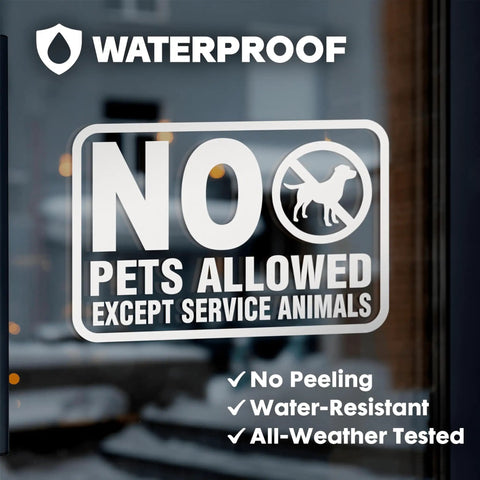 No Pets Allowed Sign For Business Set Of 3 Vinyl Decals 6x4 Inches No Pets Allowed Except Service Animals Sticker on glass door