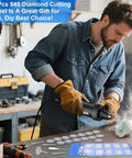 20 pcs professional diamond cutting discs kit for Dremel tools; side view of man using 22mm discs with mandrels