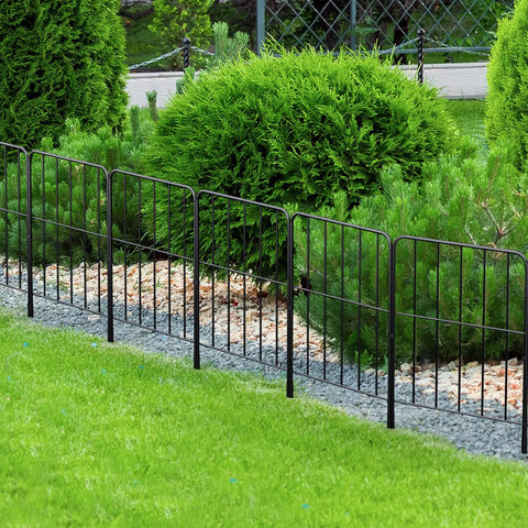 24 Inch Tall Rustproof Metal Garden Fence Panels Set Of 25 Total 27 Feet Long For Landscape Border And Animal Barrier, black edging in yard