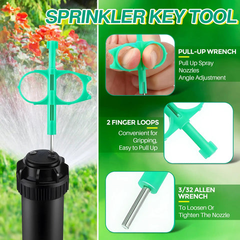 Five Pack All In One Sprinkler Head Tool Kit for Rain Bird and Hunter Systems featuring pull up tool with bubble level.