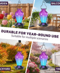Outdoor Hummingbird Nectar Feeder 25 Oz With Perch And 5 Flower Ports No Fuss Easy Fill Leak Proof Base Diamond Purple