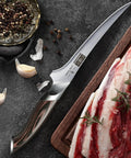 7 Inch Fillet Knife Razor Sharp Boning Knife In High Carbon Stainless Steel Pro Grade Japanese Style Fish Knife next to meat