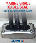 Built To Last Rectangle Cable Gland For Marine Use With Waterproof Cable Seal Marine Grade Plastic Or Stainless Steel Build For Easy Cable Routing Keeps Water Out On Boats Or Harsh Environments Fits Multiple Cables All Weather Durability. on boat deck with three cables