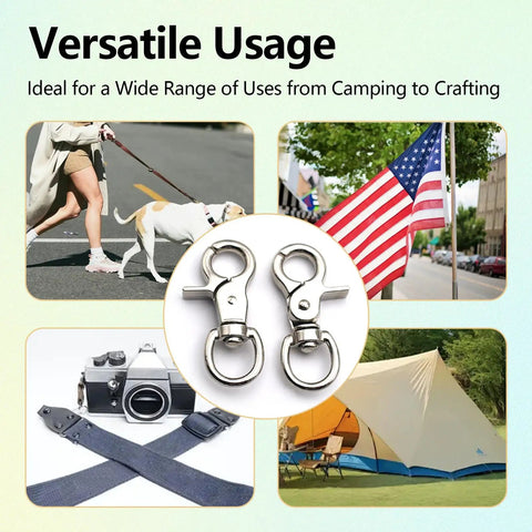 Heavy Duty Marine Grade Stainless Steel Trigger Snap Hooks, 2 Pack, Swivel Quick Release Lobster Clasps for various uses