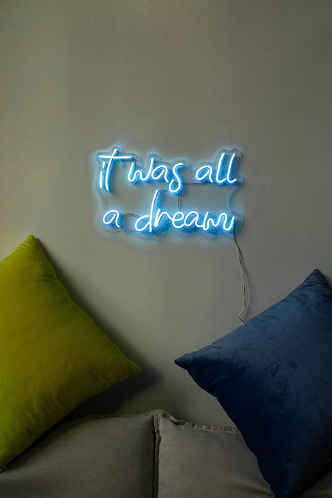 Blue USB Neon Sign for Wall Decor It Was All a Dream LED Neon Light Bright USB Powered Glow for Living Room Man Cave Bar Pub