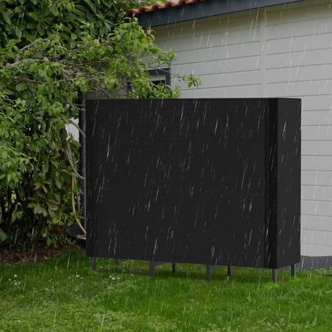 4 Foot Firewood Rack With Weatherproof Cover, Outdoor Log Storage And Indoor Firewood Stand under rain, black metal frame