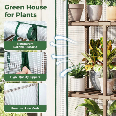 Outdoor Mini Greenhouse 23 By 17 By 54 Inches With PE Cover Portable Garden Greenhouse Built With Sturdy Eucalyptus Wood Frame For Winter Frost Protection And A Handy Hot House For Your Yard