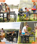 Portable Grill Table For Blackstone Griddle And Ninja Fits Foldable Prep Table With Storage setup for various outdoor events.