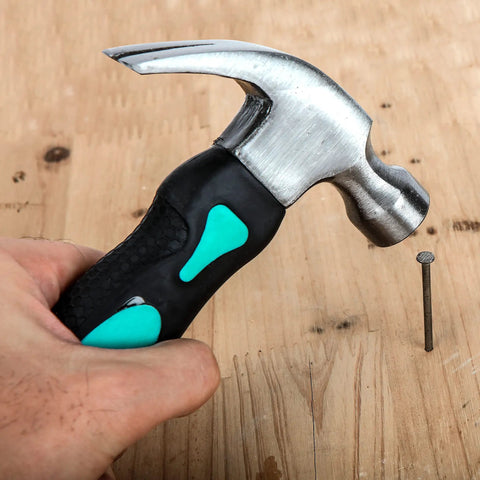 Stubby 4 Piece Tool Set With Hammer Flat And Phillips Screwdrivers And Adjustable Wrench In Turquoise Lightweight Durable Steel