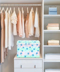 Insane Quality Foldable Storage Bin With Lid, Collapsible Box For Home Bedroom, 300D Oxford Fabric in a closet organizing clothes.