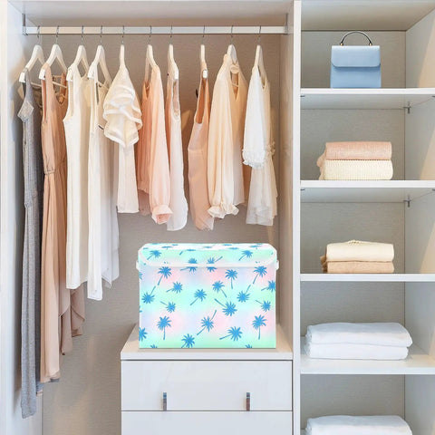 Insane Quality Foldable Storage Bin With Lid, Collapsible Box For Home Bedroom, 300D Oxford Fabric in a closet organizing clothes.