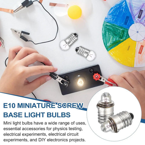 Genuine Top Shelf Slick Four Pack E10 Miniature Screw Base Light Bulbs 3 Volt 0.3 Amp Warm Yellow Glow Lamps for electronics projects.
