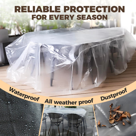 Beefy Heavy Duty Waterproof Patio Table And Chair Cover For Outdoor Furniture, Large Rectangular Universal Fit 111 x 74 x 28 in