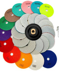 13 Pack 4 Inch Diamond Polishing Pads With Five Eighths Inch 11 Backer Pad Wet Dry Kit For Drill Grinder Polisher Grit 50 To 8000