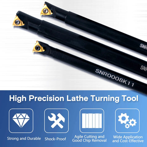 Three threading tool holders from Beefy Lathe Threading Tool Set With Internal Boring Bars And Carbide Inserts For Metal Lathe