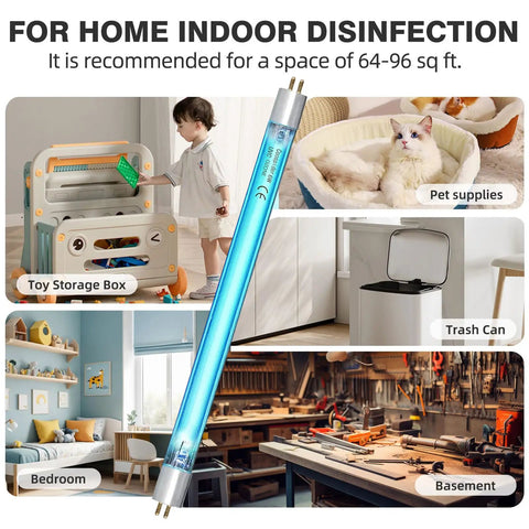 Image showing 6W UV C Light Sanitizer Lamp With 253.7Nm UV C Bulb, disinfecting pet supplies, toy storage, trash can and rooms.